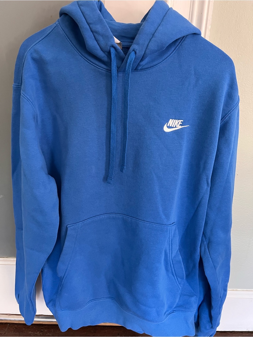 Nike Blue Pullover Hoodie with White Swoosh